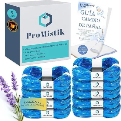Image de Jeu de recharges pour couches parfumées à la lavande - Pour les seaux et les bacs à couches compatibles - 9 pièces