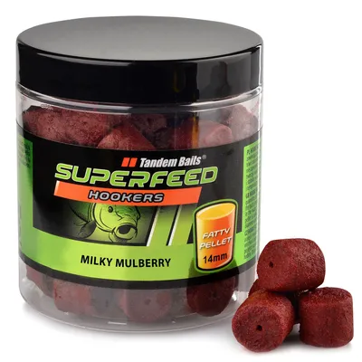 Produktbild von Tandem Baits SuperFeed Hook Fatty Pellet Milky Mulberry Karpfen-Pellets, Karpfen Angeln ohne Mühe, Köder zum Große-Fische-Angeln, Karpfenzubehör für Profis & Hobby-Angler 14 mm 15 g
