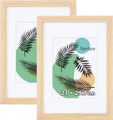 Obrázok produktu pre Sada 2 fotorámikov DIN A4 21x29,7 cm drevený rám s akrylovým sklom dub A4