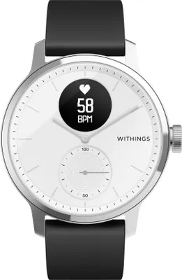 Produktbild von Withings Scanwatch - Verbundene Hybrid-Uhr mit EKG, Herzfrequenz, SPO2 und Schlafüberwachung, Smartwatch Sport, Pedometer Uhr mit Ladegerät, 42 mm, Weiß