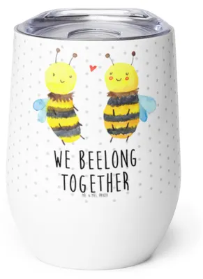 Produktbild von Mr. & Mrs. Panda Thermo Becher Biene Verliebt - Weiß - Geschenk, kaffee tasse, Thermobecher, Weintumbler, thermosbecher, glühweinbecher