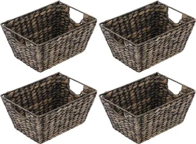 Produktbild von mDesign Aufbewahrungskorb Flechtkorb Wasserhyazinthe 4er Set Schwarz