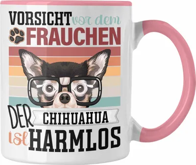 Produktbild von Trendation - Chihuahua Besitzerin Frauchen Tasse Geschenk Lustiger Spruch Geschenkidee Vorsicht Vor Dem Frauchen (Rosa)