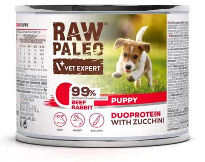 Image de RAW PALEO Duoprotein Bœuf & Lapin pour Chiots - nourriture humide pour chiens - 200g