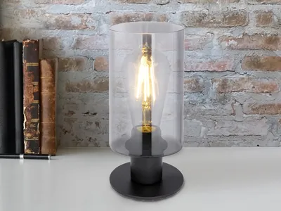 Produktbild von Kleine LED Nachttischlampen, Industrial Rauchglas Fensterlampe für Fensterbank