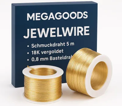 Zdjęcie produktu dla Drut jubilerski 5 m 18K pozłacany drut rzemieślniczy 0,8 mm miedź DE.