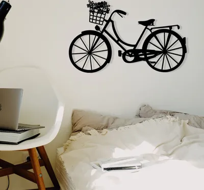 Image de Wallity, Bike, décoration murale, noir, métal, 65 x 40 cm