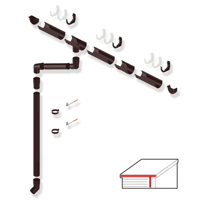 Produktbild von SMART Dachrinnen-Set PVC, 38-teilig, 75/63 mm für 8 m Dachlänge (Braun)