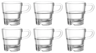 Espressokopje mit Henkel, 6er Set, 70 ml, hitzebeständig