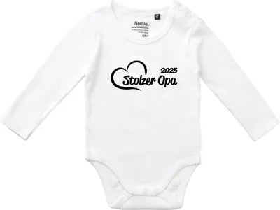 Produktbild von Huuraa Baby Body Stolzer Opa 2025 Herz 80 White  Baumwolle Fairtrade Langarmbody Geschenkidee
