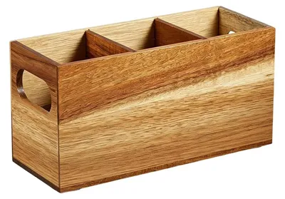 Obrázok produktu pre Drevený držiak na kuchynské náčinie s 3 priehradkami