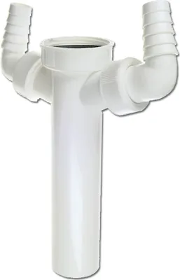 Produktbild von Verstellrohr 1 1/2"x40mmØ mit 2 Geräteanschlüssen für Spülbeckenablaufsiphon