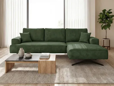 Produktbild von GrainGold Ecksofa L-Form Rechts Leto - Moderne Ecksofa mit Metallbeinen - 3-Sitzer Eckcouch, Wohnzimmer Ecksofa - Eckcouch Grün (Whisper 11)