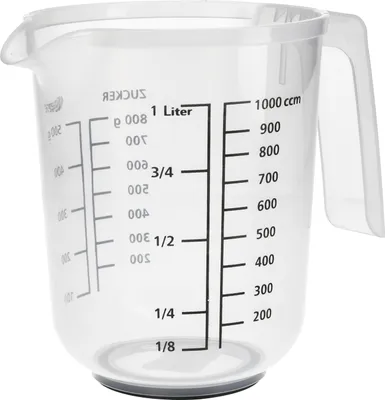 Produktbild von RoyalFay® Messkanne Messbecher 1L Kunststoff Liter und Gramm Skala