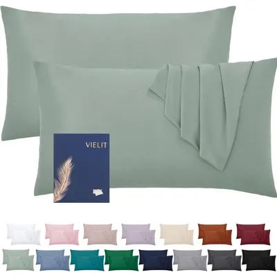 Obrázok produktu pre Poťahy na vankúše 50x70 cm, farba: svetlozelená, 2 kusy, materiál: mikrovlákno, mäkké, hypoalergénne,  podľa štandardu OEKO-TEX