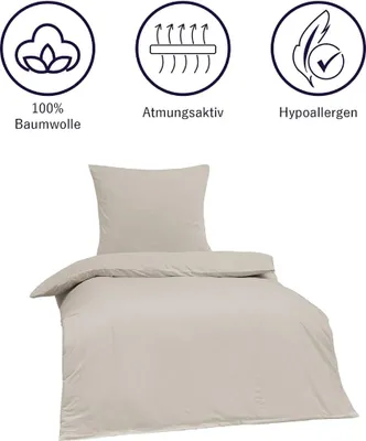 Immagine prodotto di Set di biancheria da letto Brielle in 100% cotone  OekoTex 135 x 200 cm Ecru