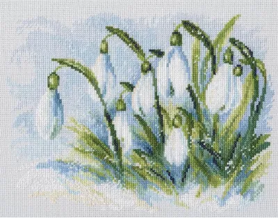 Produktbild von RTO Zählbare Kreuzstich-Stickerei-Set "Frühe Schneeglöckchen" M585, 25x19 cm