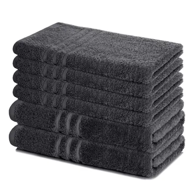Produktbild von Lavea® 6-teiliges Handtuch Set Elena, 100% Baumwolle - 4x Handtücher 50x100 cm, 2x Duschtücher 70x140 cm, Handtücher Set -  Anthrazit