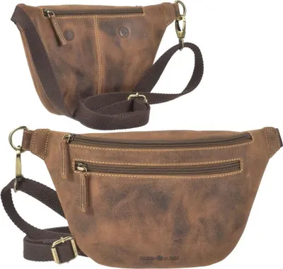 Produktbild von Greenburry Bauchtasche Leder braun Vintage Herren Damen Gürteltasche Hüfttasche