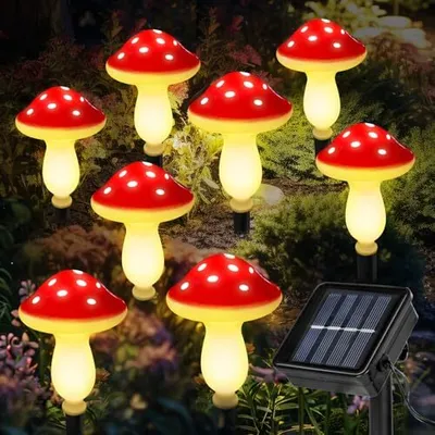 Produktbild von Pack 8 Pilz Solarleuchten im Freien Garten, Gartenlicht, wasserdichte Pfadlichter, Dekoration im Freien, Dekoration,