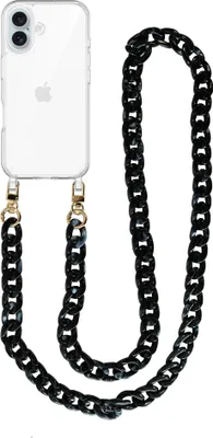 Produktbild von Marble Black Transparant Cord Hülle - Long Cord  - Kompatibel mit iPhone 17