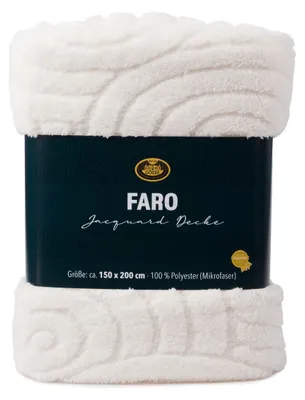 Produktbild von GÖZZE Jacquard Decke Faro kuschelige Mikrofaser-Wohndecke mit dekorativer Banderole und 3D-Struktur Weiss 150 x 200 cm