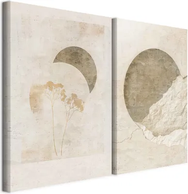 Produktbild von murando - Akustikbild Bilder XL Set Mond und Natur Kunstdruck auf Leinwandbild 80x60cm 2 Teilig je 40x60cm Collage 2er Kunst Wandpaneele Schalldämmung Leinwandbilder Dekoration - Zen a-H-10152-b-a