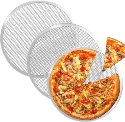 Produktbild von Pizzablech Rund 3 Stück 27,9 cm Aluminium Antihaftbeschichtet Für Heimgebackene Pizza