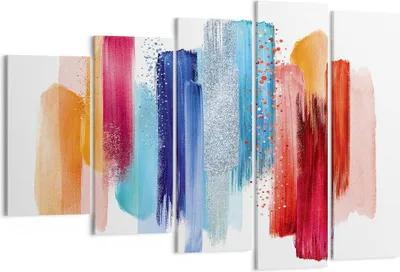 Produktbild von Bild auf Leinwand - Leinwandbild - 5 Teile - Abstraktion Farben Gürtel - 150x100cm - Wand Bild - Wanddeko - Wandbilder - Leinwanddruck - Bilder - Wanddekoration - Leinwand bilder - EG150x100-4330