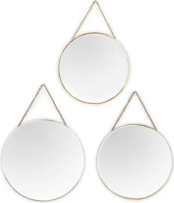 Produktbild von Spiegel-Set 3-teilig - Gelbgold - Metall - mit Aufhängeketten