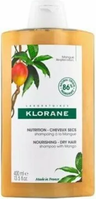 A bottle of Klorane shampoo with mango.
