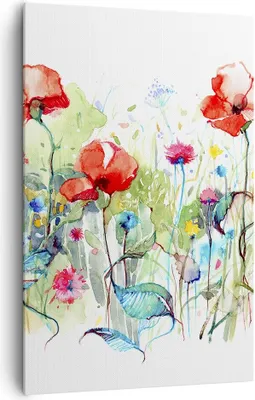Produktbild von Bild auf Leinwand - Leinwandbild - Einteilig - Blumen Wiese Blatt Natur - 80x120cm - Wand Bild - Wanddeko - Wandbilder - Leinwanddruck - Wanddekoration - Leinwand bilder - Wandbild - PA80x120-3076