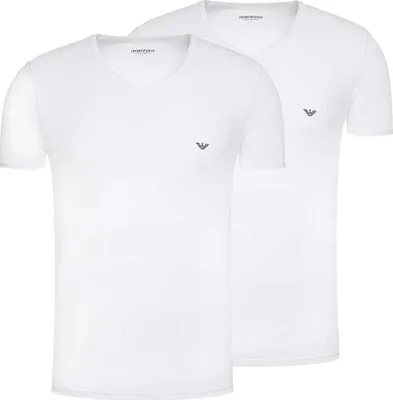 Produktbild von Emporio Armani Herren T-Shirt 2er Pack | Baumwolle & Elasthan Regular Fit Farbe Weiß Größe S EM000392 AF14132