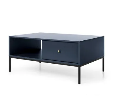 Obrázek produktu pro BETTSO konferenční stolek lavice se zásuvkami do obývacího pokoje černý rám MOLLY navy blue