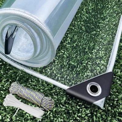 Obrázok produktu pre Unyqoos® vodotesná, priehľadná PVC plachta, 1,5 x 2 m – zosilnené okraje s očkami v rozmedzí 50,8 cm, 99,9% priepustnosť svetla, vrátane plastových stiahovačiek
