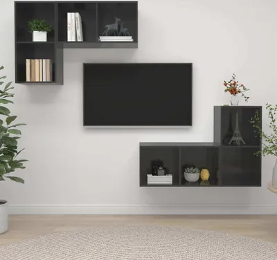 Produktbild von Maison Exclusive - TV-Wandschränke 4 Stk. Hochglanz-Grau Holzwerkstoff