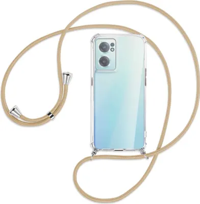 Produktbild von Handykette Backcover-Schutzhülle mit Band (Metall silberfarben) für OnePlus Nord 2 CE - caramel