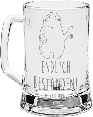 Produktbild von Mr. & Mrs. Panda Krug Bär Prüfung - Transparent - Geschenk, Bestanden, Seidel, Glaskrug, Bierkrug Mit Gravur, Abitur, Teddy, Prüfungen, Bierhumpen, Zeugnis, Abschluss