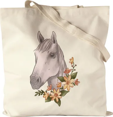 Produktbild von Pferd Stoffbeutel Jutebeutel Canvas Pferde Hengst Stute Hobbie Freiheit Pferdeflüsterer Pferdeliebhaber Reiten Blumen