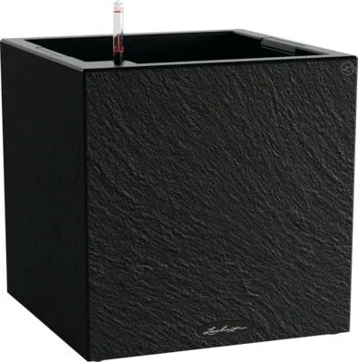 Obrázok produktu pre Lechuza Canto Slatestone plastový kvetináč 40 x 40 x 40,8 cm grafitovo čierny vrátane zavlažovacieho systému, vložky na rastliny a ukazovatele hladiny vody