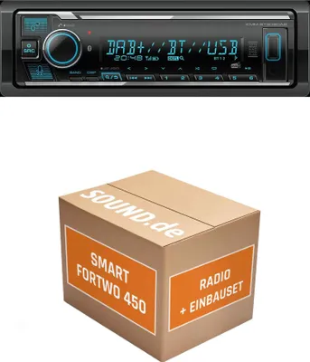 Produktbild von Autoradio Einbaupaket mit Kenwood KMM BT508DAB passend für Smart Fortwo 450 schwarz | Bluetooth Telefonieren DAB+