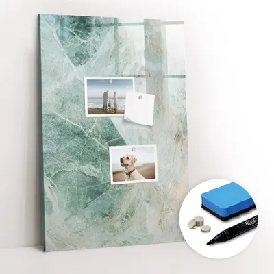 Produktbild von Magnetpinnwand Memoboard - Zubehörsatz - Schwarzer Marker + Schwamm + Magnete - 40 x 60 cm - Marmorstein