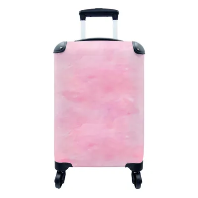 Produktbild von MuchoWow® Koffer Handgepäck Trolley Rollkoffer Kleine Reisekoffer mit 4 Rollen - Aquarell - Muster - Rosa - Farbe - Cabin Size < 55x40x23 cm & 55x40x20 cm - Fotokoffer - Kabinenkoffer - Boardgepäck - Reise-Box - Reisekoffer - Reisegepäck - Koffer mit Bild - Trolley für Kinder