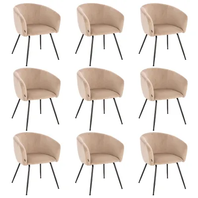 Produktbild von HOME DELUXE - Polsterstuhl ARIA - 9 Stück, Farbe: Samt Beige - weiche Polsterung, bis 120 kg belastbar I Küchenstuhl Speisestühle Esszimmerstühle