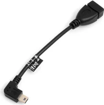 Produktbild von SYSTEM-S Mini USB Kabel 90° Grad rechts gewinkelt Winkelstecker auf USB Typ A Buchse Datenkabel Ladekabel 13 cm