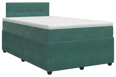 Imagen del producto de Cama con somier y colchón, color verde oscuro, 120 x 190 cm, tapizada en terciopelo