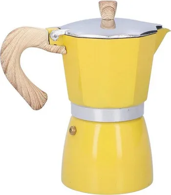Image de Cafetière moka en aluminium Espresso, 6 tasses, 300 ml, jaune, pour cappuccino