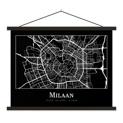 Produktbild von MuchoWow® Textilposter Mailand - Karte - Stadtplan 150x113 cm mit holzfarbenen Rahmen - Poster