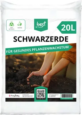 Produktbild von Best for Home-Schwarzerde für verbessertes Wachstum von Zimmer-und Balkonpflanzen, Gemüse, Obst und Kräutern. , ideal für Blumenbeete und Kübel.20L