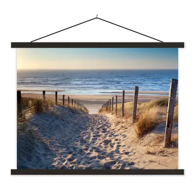 Produktbild von MuchoWow® Textilposter Sand - Strand - Düne - Meer - Sommer 150x113 cm mit holzfarbenen Rahmen - Poster